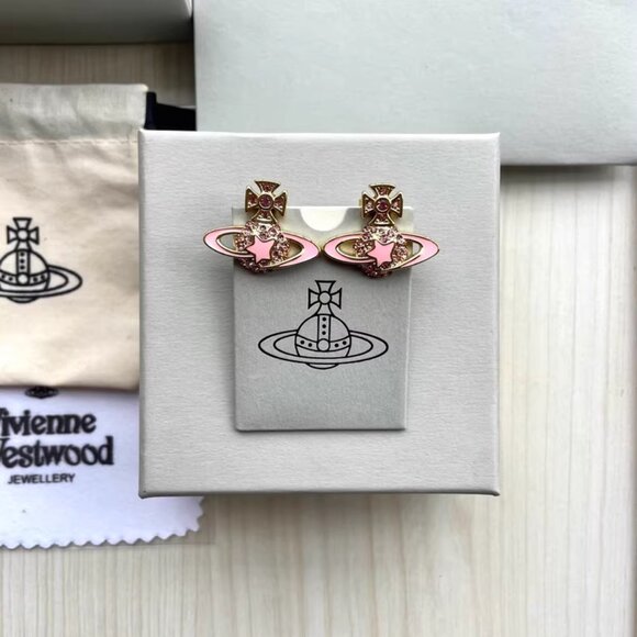 Vivienne Westwood Pink Orb Earrings – Cute & Sparkly - Picture 1 of 4
